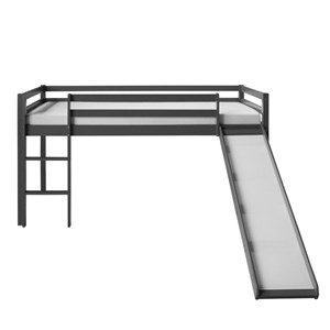 Lit avec sommier à lattes toboggan gris