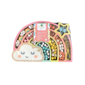 Coffret de perles en bois - arc en ciel