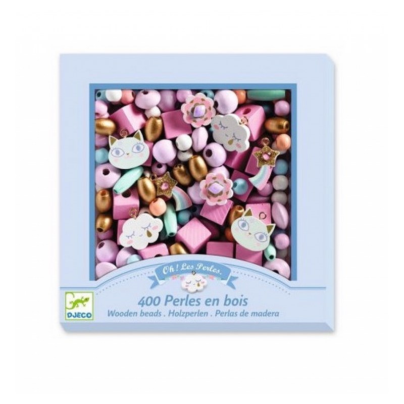 Perles en bois arc en ciel