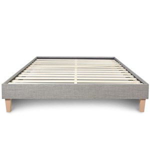 Lit futon double 160 x 200 tissu gris