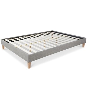 Lit futon double 180 x 200 tissu gris