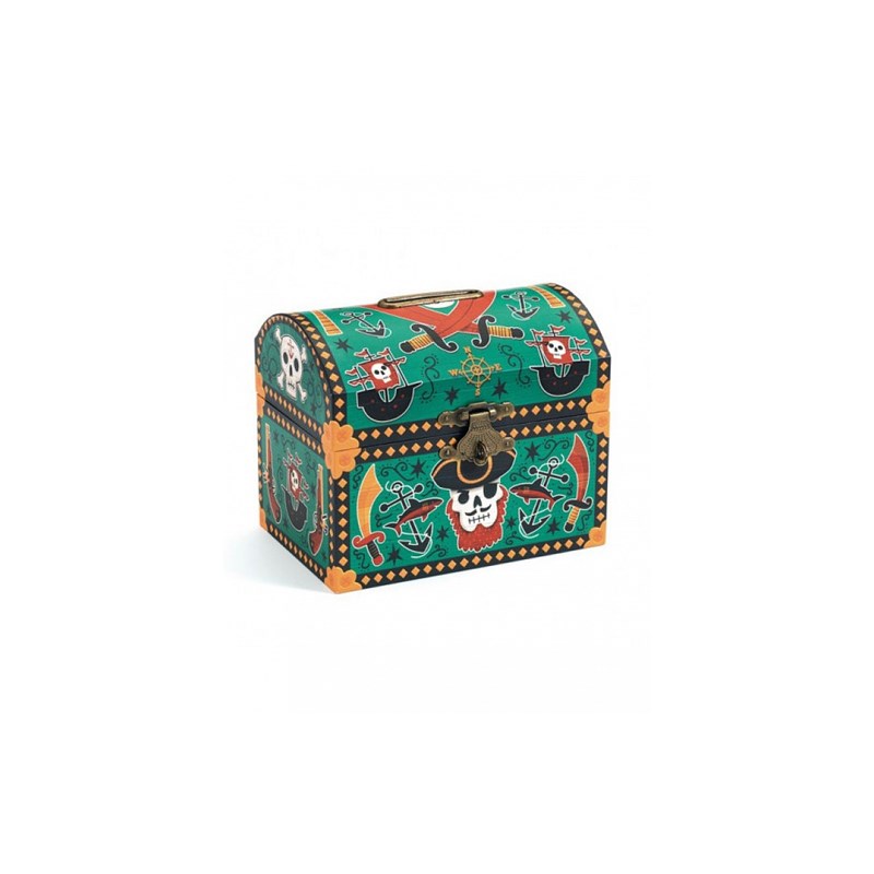 Tirelire en metal forme coffre de pirate