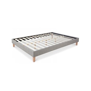 Lit double rembourre 140 x 200 cm gris