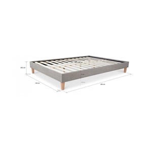 Lit double rembourre 140 x 200 cm gris