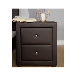 Table de chevet simili cuir brun nuit