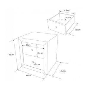 Table de chevet simili cuir brun nuit