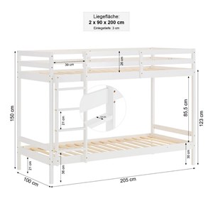 Lits superposés simple blancs 90x200cm
