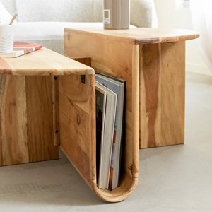 Table basse ronde acacia