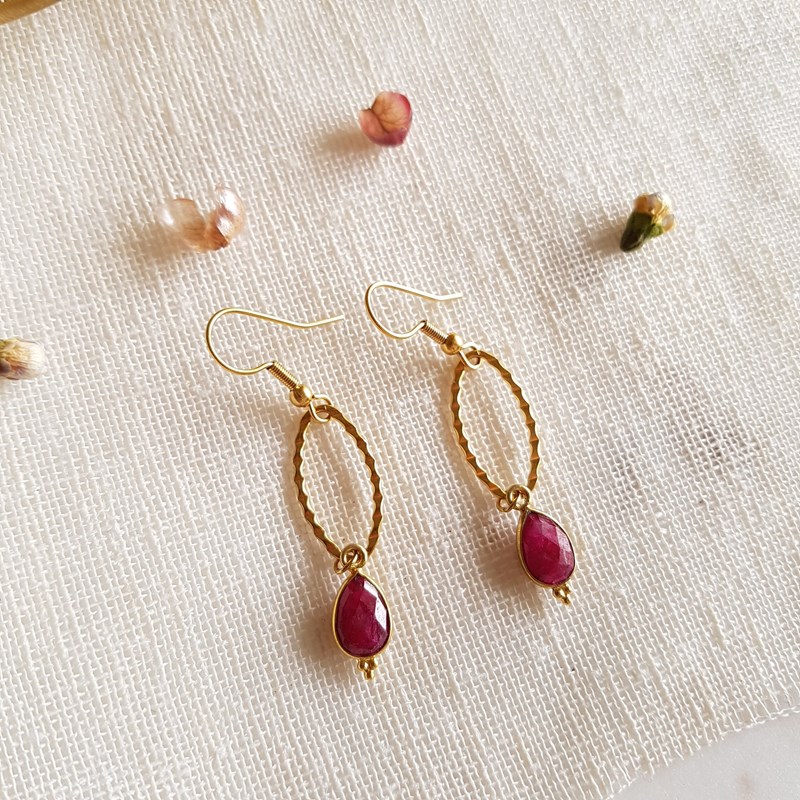 Ginandger - Boucles d'oreilles maniac rubis indien