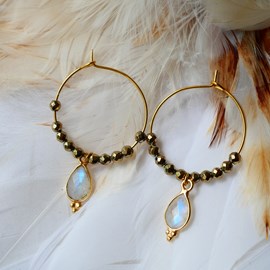 Boucles d’oreilles pipa pierre de lune