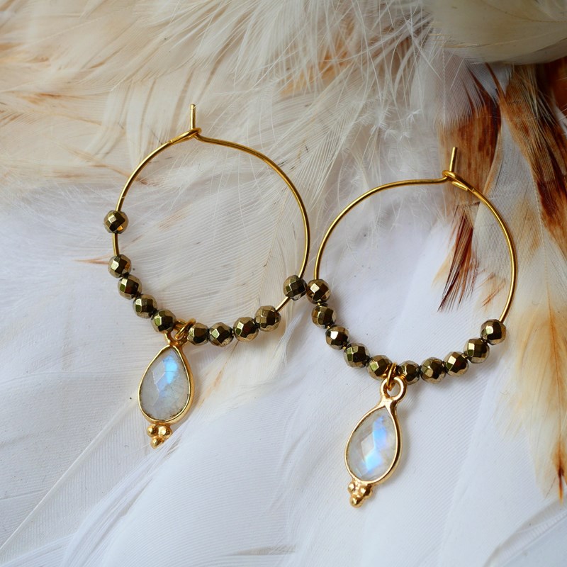 Boucles d’oreilles pipa pierre de lune