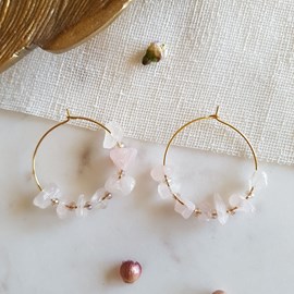 Boucles d'oreilles prisca quartz rose