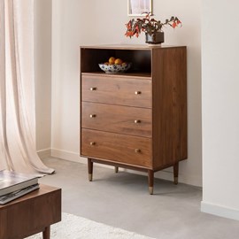 Commode acacia et métal