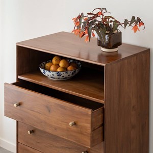 Commode acacia et métal