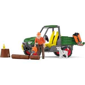 Farm world garde forestier avec véhicule