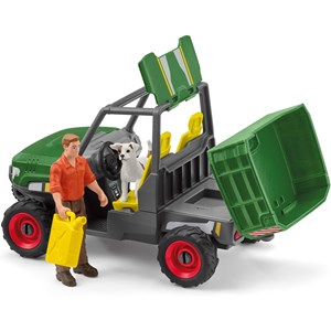 Farm world garde forestier avec véhicule