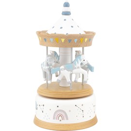 Boîte à musique carrousel bois naturel