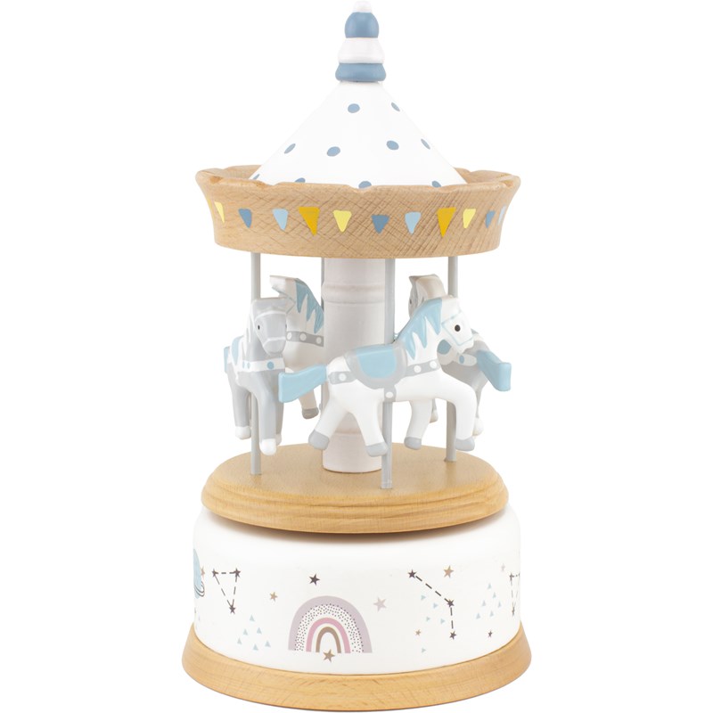 Boîte à musique carrousel bois naturel