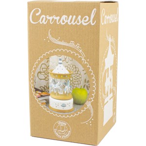 Boîte à musique carrousel bois naturel