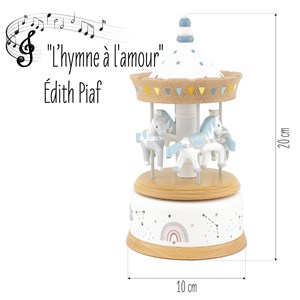 Boîte à musique carrousel bois naturel