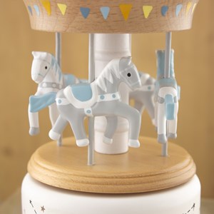 Boîte à musique carrousel bois naturel