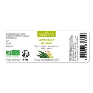 Citronnelle de java - huile essentielle bio - 10ml garantie chromacert® - chémot