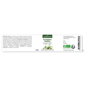 Eucalyptus radiata - huile essentielle bio - 10ml garantie chromacert® - chémoty
