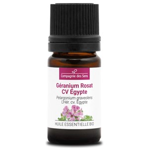 Géranium rosat cv egypte - huile essentielle bio - 5ml, garantie chromacert® - c