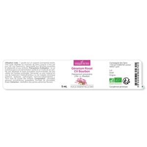 Géranium rosat cv bourbon - huile essentielle bio - 5ml garantie chromacert® - c