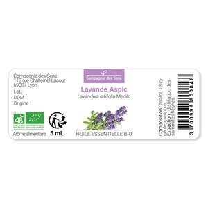 Lavande aspic - huile essentielle bio - 10ml garantie chromacert® - chémotypée &
