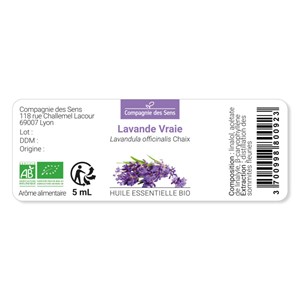 Lavande vraie - huile essentielle bio - 5ml garantie chromacert® - chémotypée &