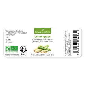 Lemongrass - huile essentielle bio - 5ml garantie chromacert® - chémotypée & int