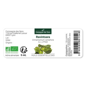 Ravintsara - huile essentielle bio - 5ml garantie chromacert® - chémotypée & int