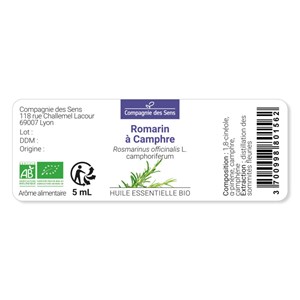 Romarin à camphre - huile essentielle bio - 5ml garantie chromacert® - chémotypé