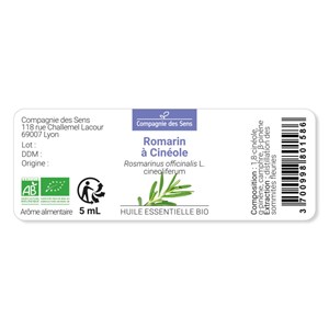 Romarin à cinéole - huile essentielle bio - 5ml garantie chromacert® - chémotypé