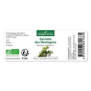 Sarriette des montagnes - huile essentielle bio - 5ml garantie chromacert® - ché