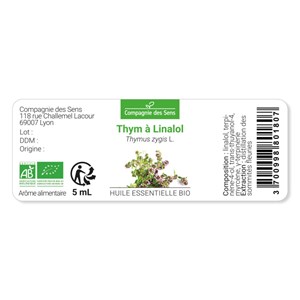 Thym à linalol (thymus zygis) - huile essentielle bio - 10ml garantie chromacert