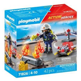 Pompier pompe à eau & réservoir enflammé