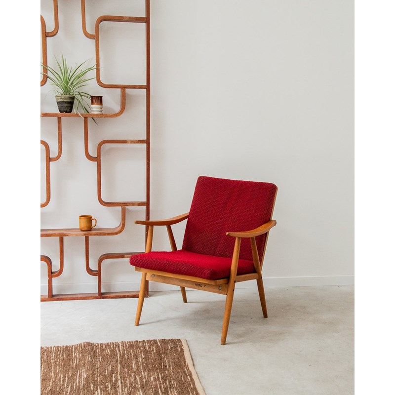 Fauteuil scandinave rouge n°427