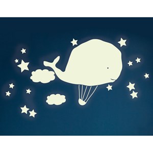 Stickers phosphorescent montgolfière baleine