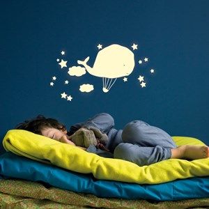 Stickers phosphorescent montgolfière baleine