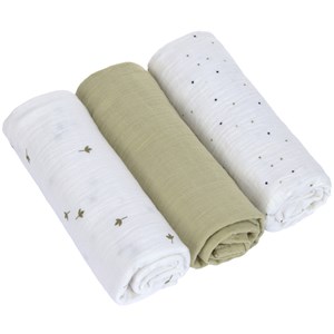 Lot de 3 langes mousseline gots feuille (85 x 85 cm)