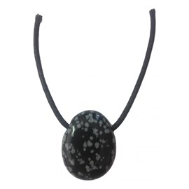 Pendentif percé en obsidienne neige