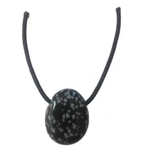 Pendentif percé en obsidienne neige