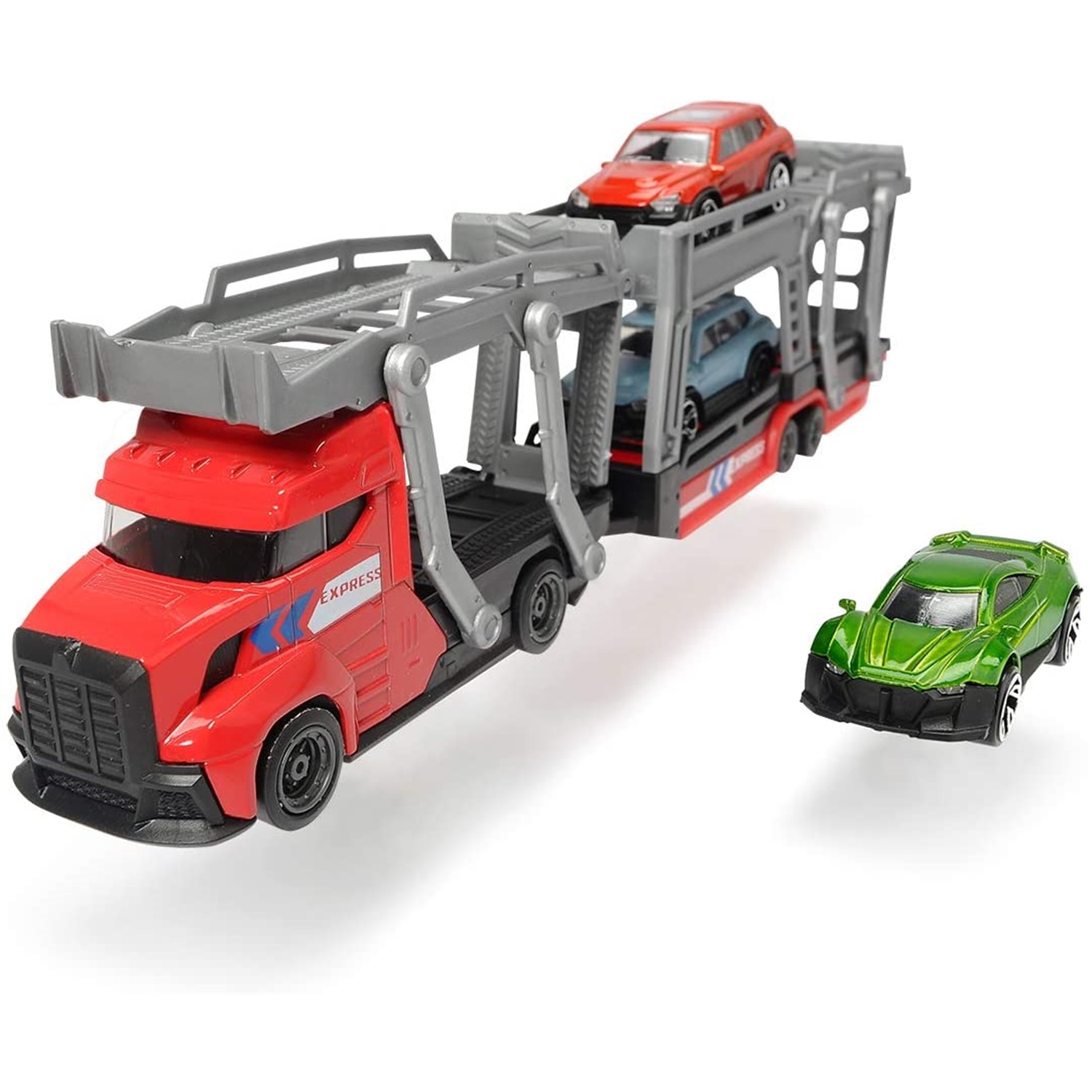 Set De 2 Véhicules Cars – Camion Transporteur + Voiture De Course, Rampe Rétractable, échelle 1:55, Métal Et Plastique, Cadeau Enfant
