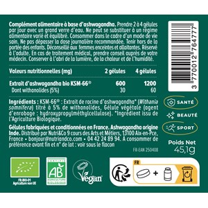 Ashwagandha bio - stress - 2 mois