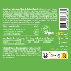 Ginkgo biloba - mémoire - 4 mois