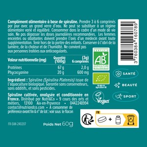 Spiruline française bio - tonus 20 jours