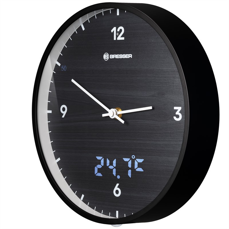 Bresser mytime ledsec horloge murale 24 cm avec affichage de la température