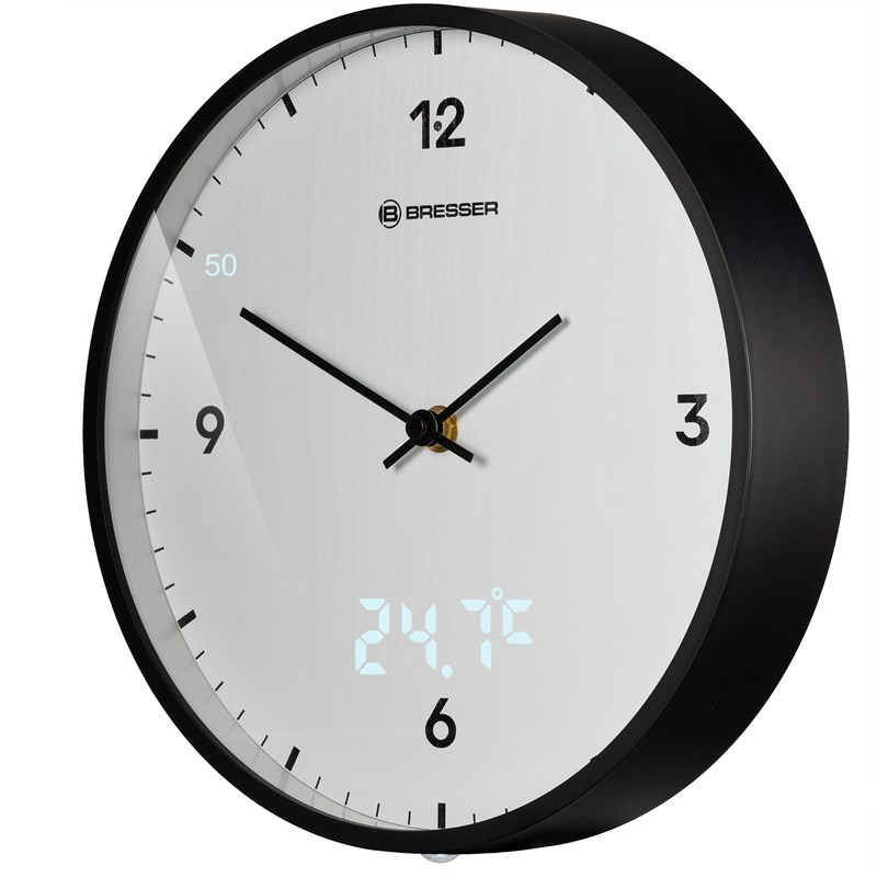 Bresser mytime ledsec horloge murale 24 cm avec affichage de la température